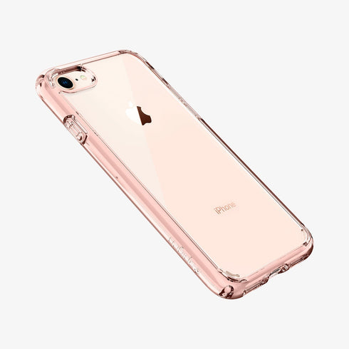 042CS20924 - iPhone SE Ultra Hybrid case in rose crystal showing the back
